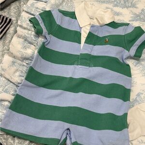 Ralph Lauren Kids Polo in Green and Blue Stripes